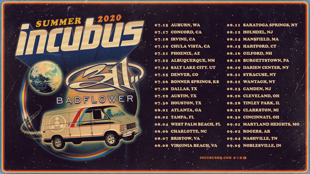 Incubus 2020 Tour Poster