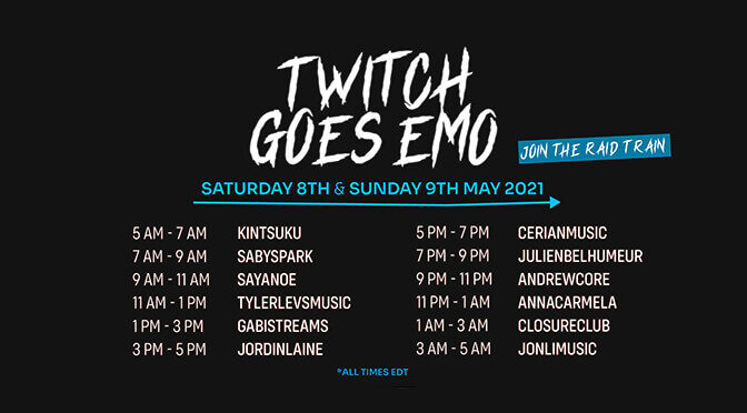 Twitch Goes Emo 2021 lineup