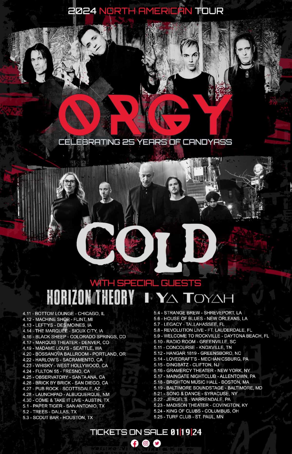 Orgy & Cold Co-Headlining 2024 US tour admat
